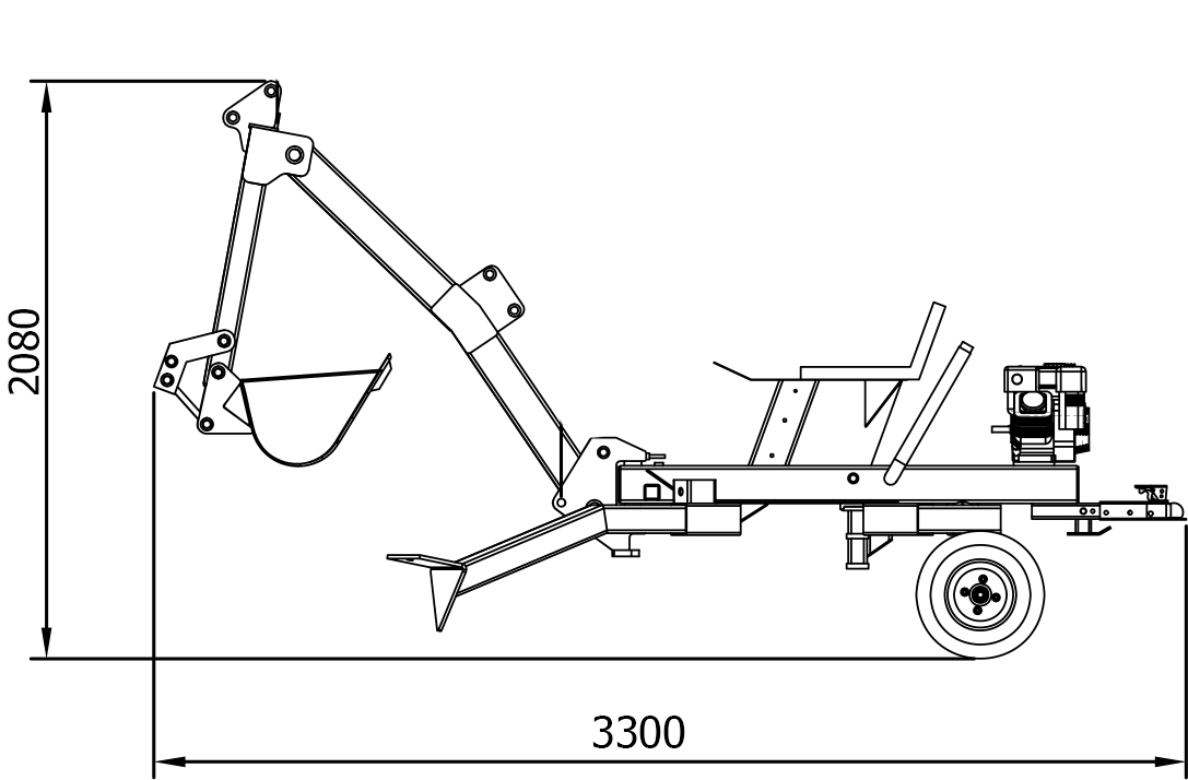 Dimensions de la backhoe de la r&eacute;trocaveuse