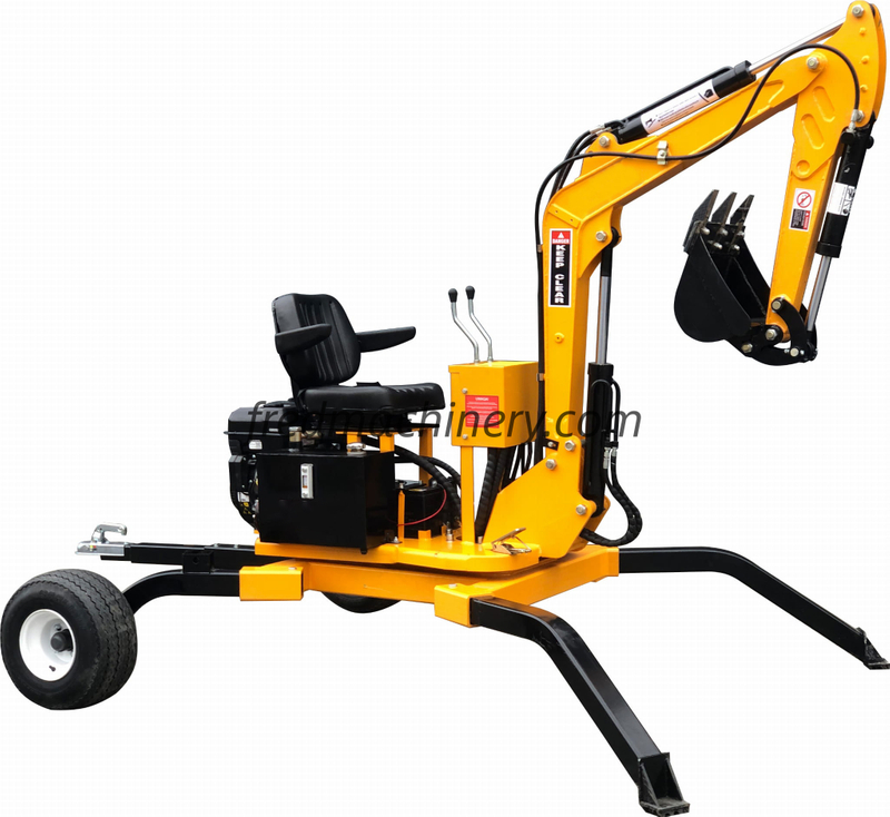 Digger de rétrocaveuse mobile remorquable avec rotation à 360 °